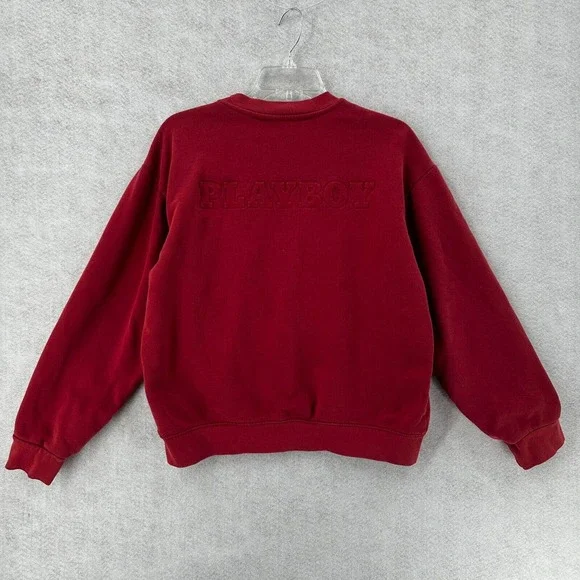 Playboy X Pacsun Sweatshirt Womens SMALL Red‎ Bunny Long Sleeve Crew Neck - Picture 2 of 14